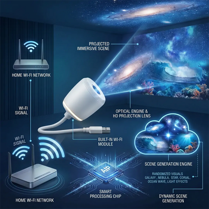 🌘Nectavira® NEXT-GEN SMART PROJECTION HD Smart Dynamic 5D Holographic Night Light Projector