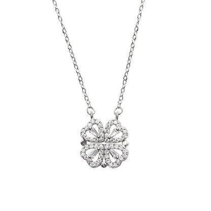 🍀 Lucky Heart Necklace – 2-in-1 Clover & Heart Pendant | Symbol of Love & Good Fortune ✨