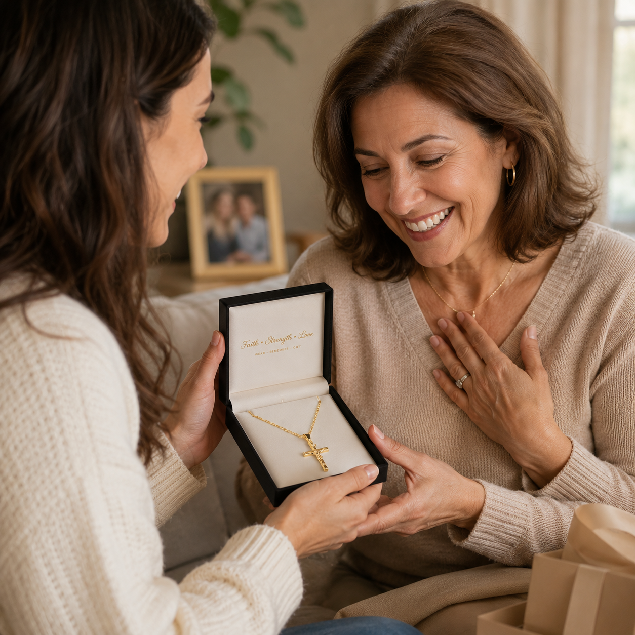 ✝️ Crucifix Cross Necklace – Adjustable Figaro Chain Faith Pendant