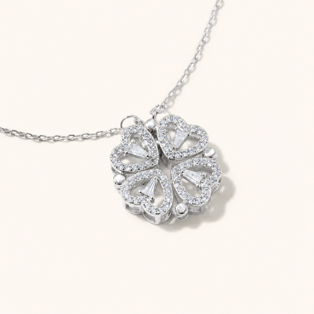 Lucky Heart Necklace – 2-in-1 Clover & Heart Pendant