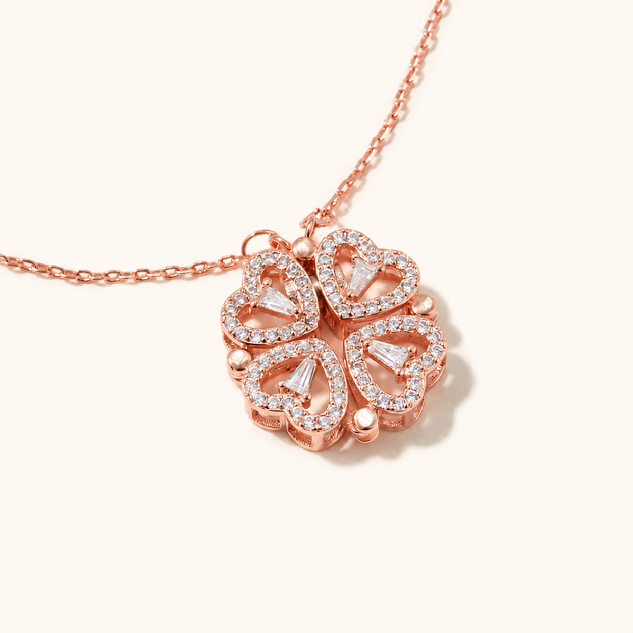Lucky Heart Necklace – 2-in-1 Clover & Heart Pendant